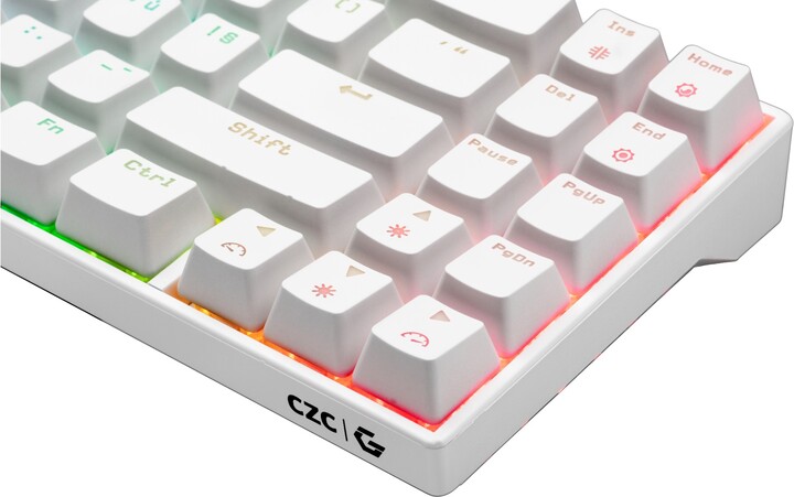 CZC.Gaming Halfling, herní klávesnice, Kailh Red, CZ, bílá