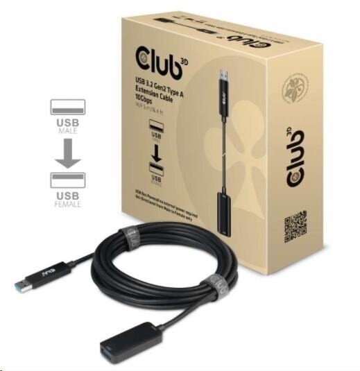 Club3D prodlužovací kabel USB-A 3.2 Gen2, M/F, 10Gbps, 5m, černá