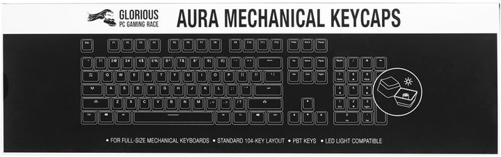 Glorious vyměnitelné klávesy Aura, 104 kláves, černá, US_1650850941