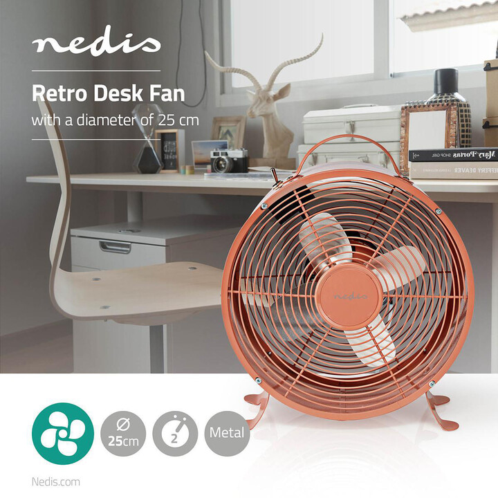 NEDIS stolní ventilátor, 25cm, 20W, 2 rychlosti, růžová_920746295