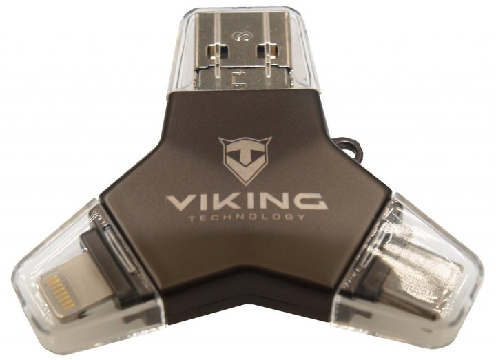 Viking 64GB, lightning, micro USB, USB typ C černá_110420085