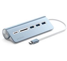 Satechi Aluminium Type-C USB Hub, 3x USB 3.0, MicroSD, modrá_1294273692