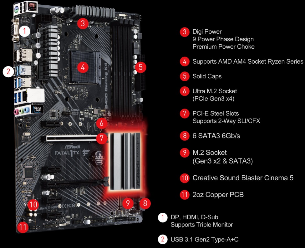 Asrock Fatal1ty B450 Gaming K4 Amd B450 Mall Sk